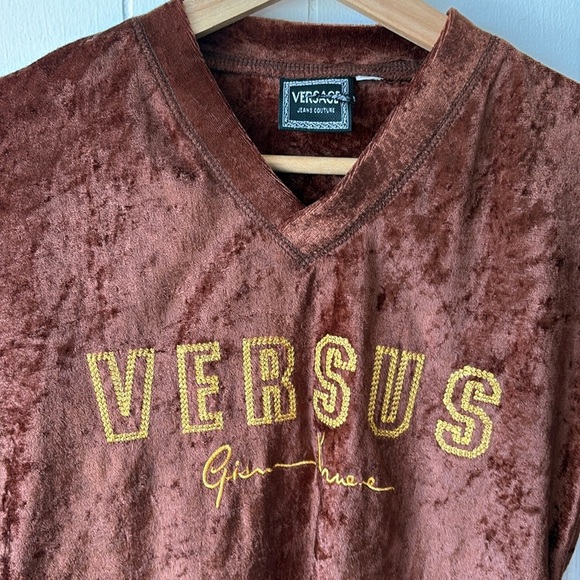 Versus Versace Brown Velvet Long Sleeve Top - Picture 4 of 6